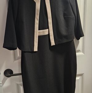 Danny & Nicole Black and Cream Pencil Skirt Set